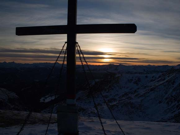 Brett Höhe, Sonnenuntergang am Gipfel